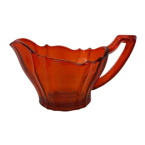 Vintage Tiffin Glass Tangerine Orange Creamer - Picture 1 of 10